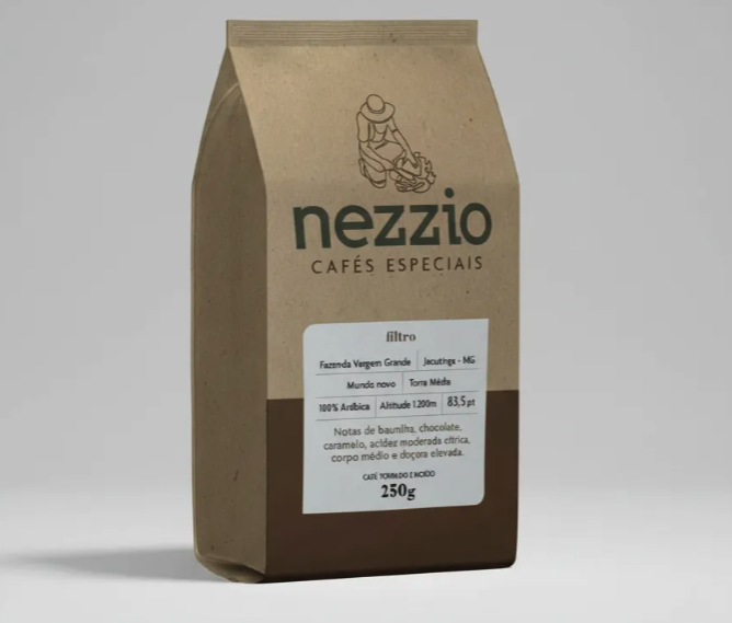 Embalagem do café Nezzio Filtro, café torrado e moído, 250 g
